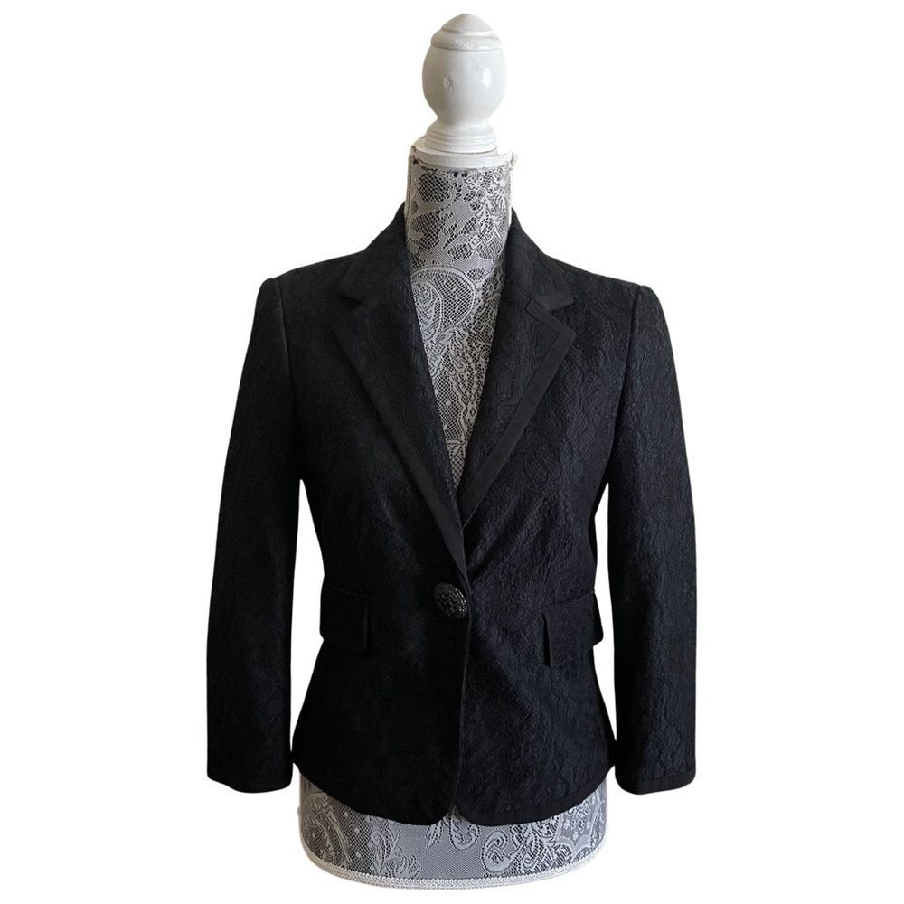 Diane Von Furstenberg Ursette Lace Cropped Blazer With Bejeweled Buttons
